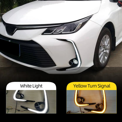 Luz LED de circulación diurna para coche, de 12V lámpara antiniebla, decoración de parachoques, DRL, amarillo, para Toyota Corolla 2019, 2020, 2021, 2022